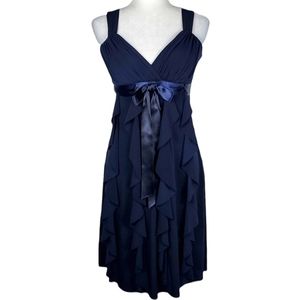 Betsy & Adam Ruffle Panel Bow-Tie Formal Dress